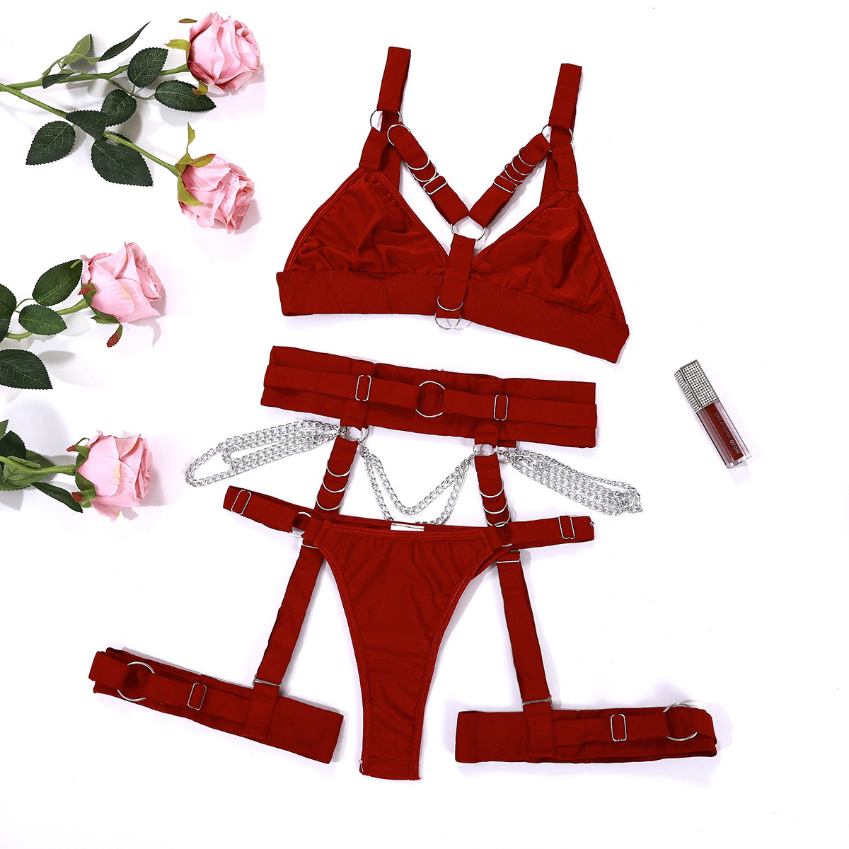 Women's Bundled Waist And Leg Loop Adjustable Sexy Lingerie Set - Image 5