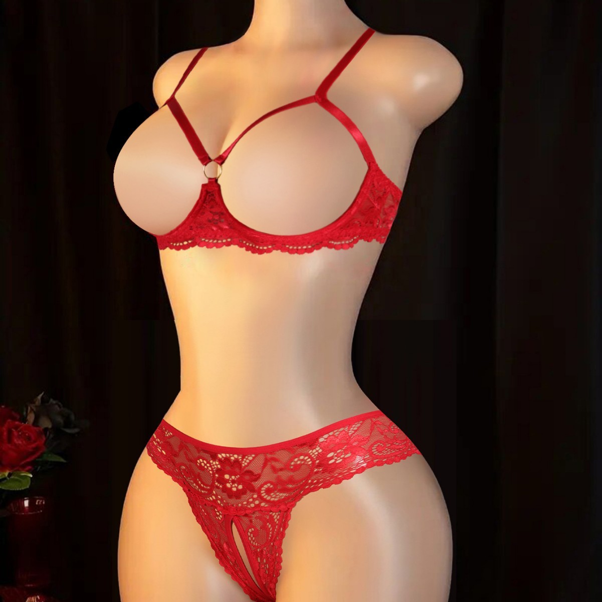 Sexy Lace Bralette Underwire Lingerie Set - Image 2
