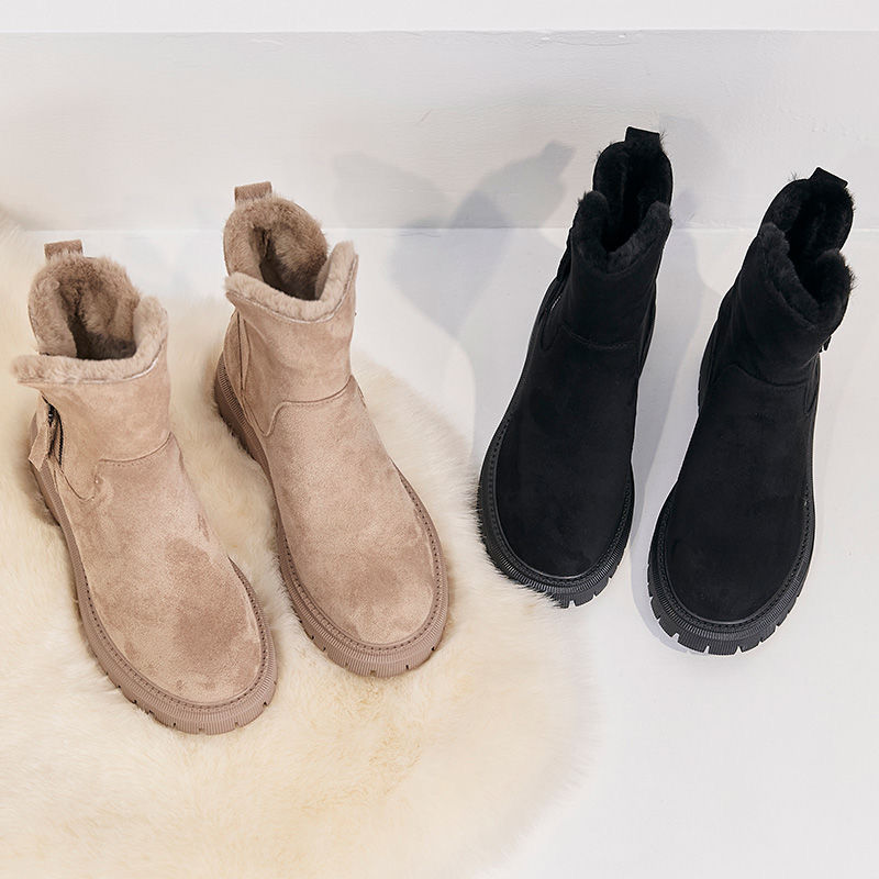 Middle Tube Plush Warm Cotton Shoes Leather And Fur Integrated Winter Women's Boots - Image 6