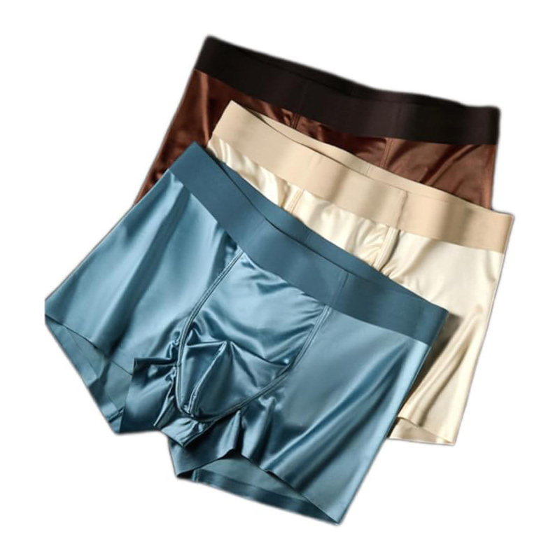3pcs Satin Silk Boxer Briefs Mid Waist Underpants,Men's Light Luxury Satin Ice Silk Fashion Breathable Boxer Briefs, Silky Sexy Mens Underwear - Image 9