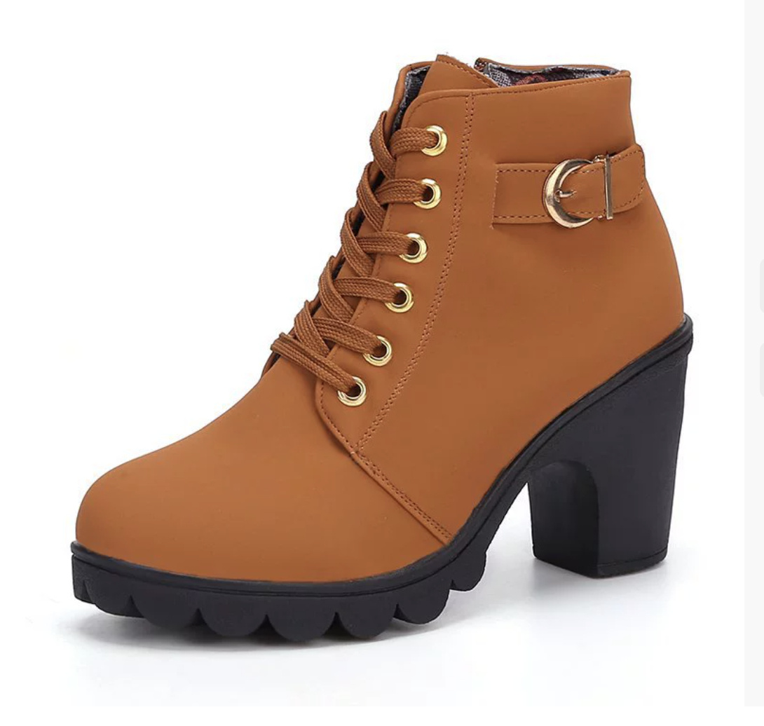 Fashoin Leopard Print Ankle Square Heel Suede Lace-up Zip Boots Women Casual Versatile Shoes Autumn And Winter - Image 10