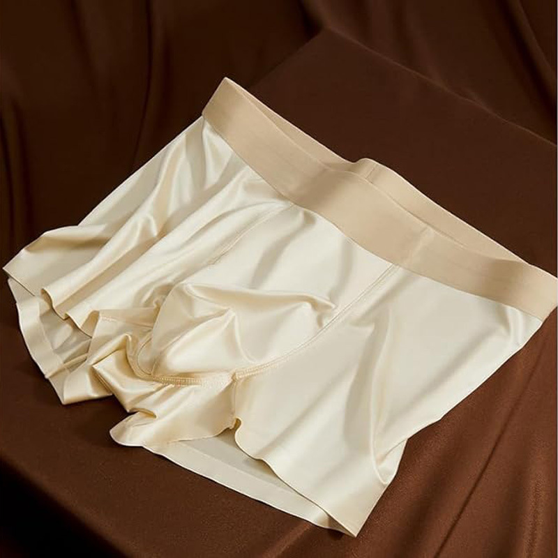 3pcs Satin Silk Boxer Briefs Mid Waist Underpants,Men's Light Luxury Satin Ice Silk Fashion Breathable Boxer Briefs, Silky Sexy Mens Underwear - Image 4