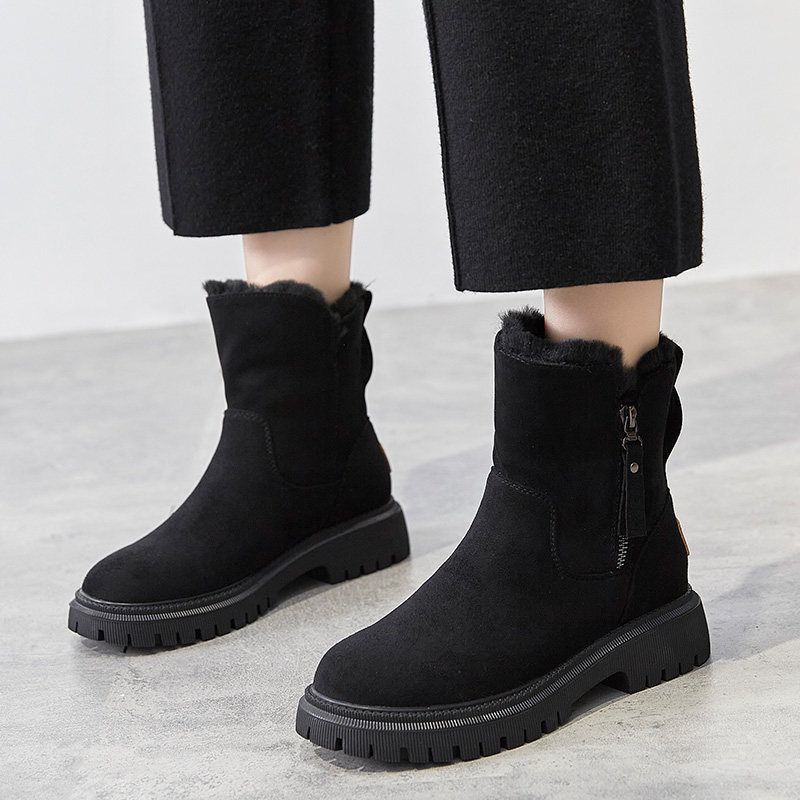 Middle Tube Plush Warm Cotton Shoes Leather And Fur Integrated Winter Women's Boots - Image 7