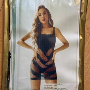 Women Striped Fishnet Bodysuit Shorts One Piece Sheer Mesh Sleeveless Cami Bodycon Romper Sexy Lingerie Club Night Outfit Free Size