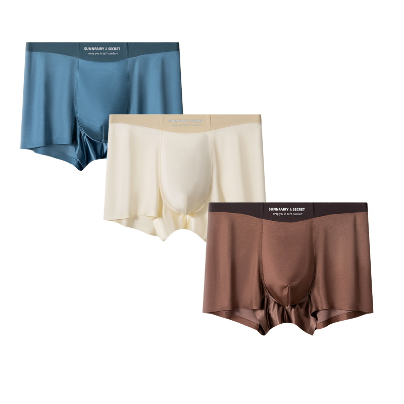 3pcs Satin Silk Boxer Briefs Mid Waist Underpants,Men's Light Luxury Satin Ice Silk Fashion Breathable Boxer Briefs, Silky Sexy Mens Underwear - Image 2