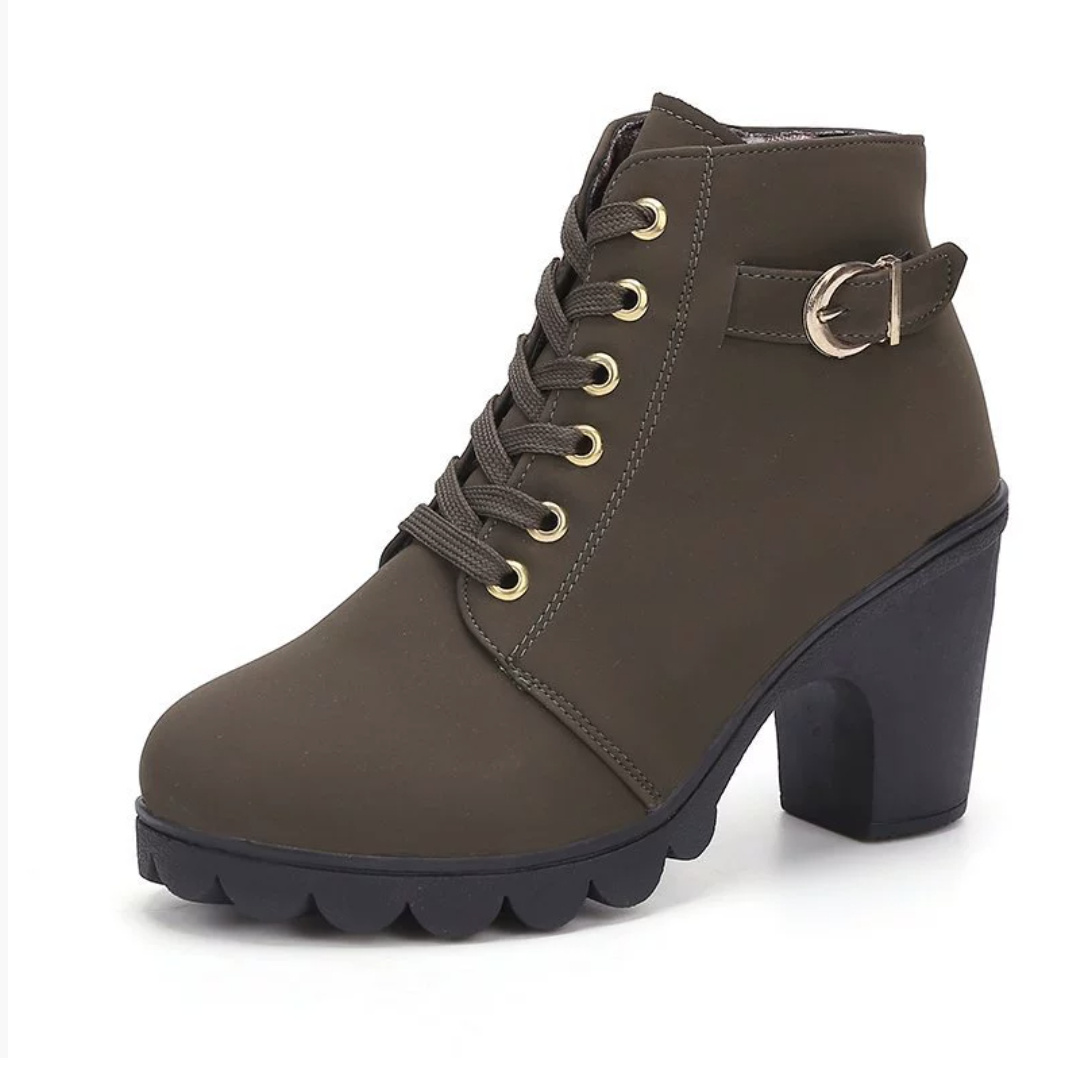 Fashoin Leopard Print Ankle Square Heel Suede Lace-up Zip Boots Women Casual Versatile Shoes Autumn And Winter - Image 6